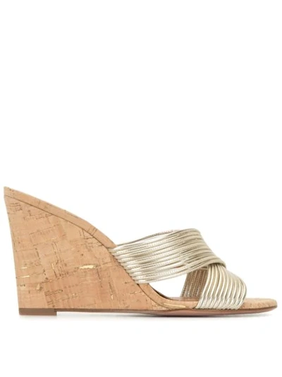 Shop Aquazzura Perugia 85 Wedges In Gold