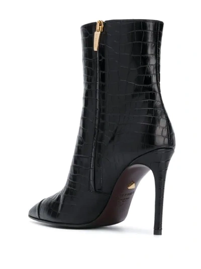 Shop Greymer Crocodile-effect Ankle Boots In Black