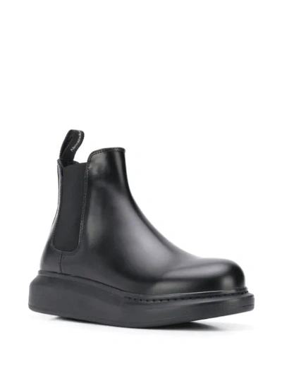 Shop Alexander Mcqueen Leather Flatform Ankle Boots In Black