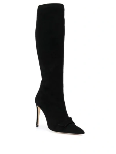 Shop Alexandre Birman Bow Detail Knee-high Boots In Black