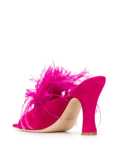 Shop Paris Texas Feather-embellished Mules In Pink