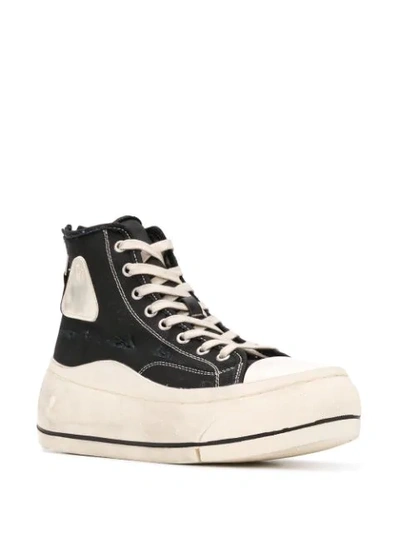 Shop R13 High-top Distressed Platform Trainers In Black