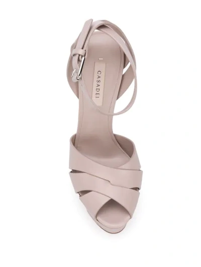 Shop Casadei 150mm Open Toe Platform Sandals In Neutrals