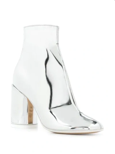Shop Mm6 Maison Margiela 6-heel Leather Boots In Silver