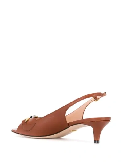 Shop Gucci Zummi Detail Slingback Pumps In Brown