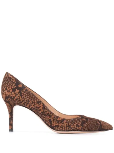 Shop Gianvito Rossi Snakeskin-effect Pumps In Brown