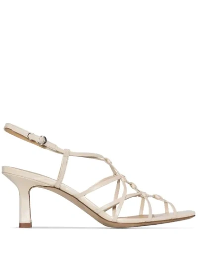 Shop Aeyde Celia 65 Knot Strap Sandals In White