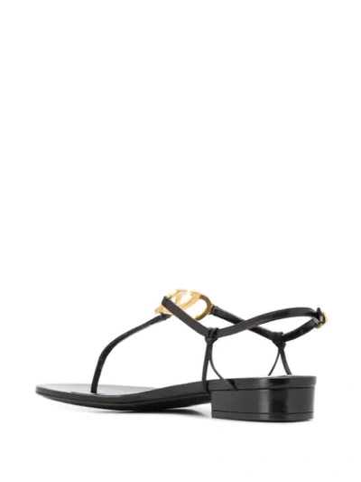 Shop Valentino Vlogo Thong-strap Sandals In Black