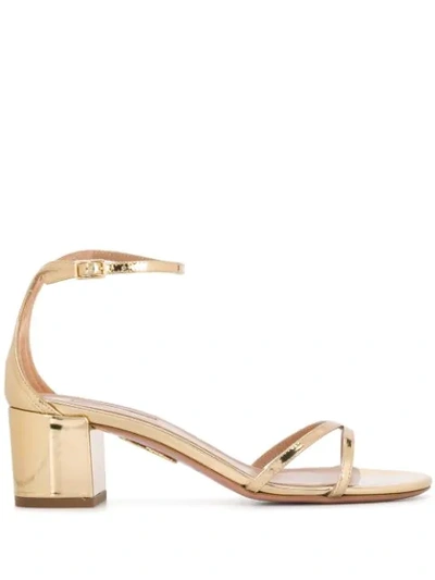 Shop Aquazzura Purist 50mm Sandals In Gold