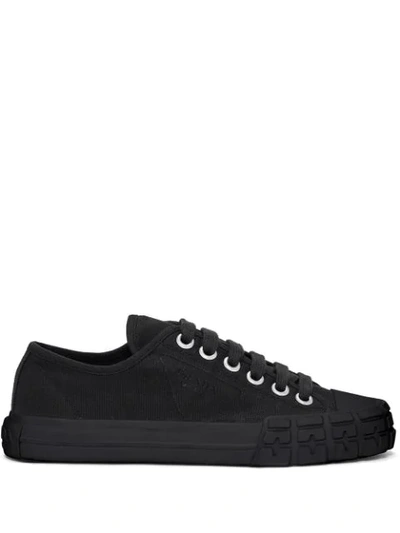 Shop Prada Logo Detail Low-top Sneakers In Black