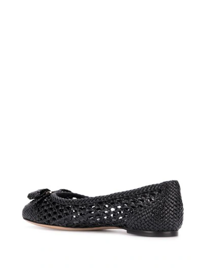 Shop Ferragamo Woven Ballerina Shoes In Black