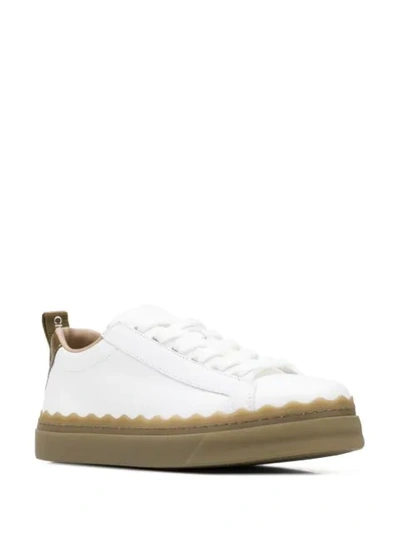 Shop Chloé Lauren Low-top Leather Sneakers In White