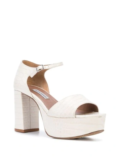 Shop Tabitha Simmons Patton 85mm Snakeskin Effect Sandals In White