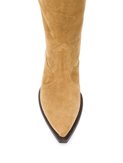 Shop Saint Laurent Calf-length 50mm Cowboy Boots In Brown