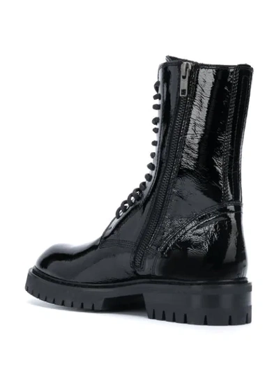 Shop Ann Demeulemeester Patent Leather Lace-up Boots In Black