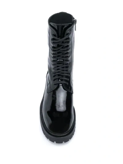 Shop Ann Demeulemeester Patent Leather Lace-up Boots In Black