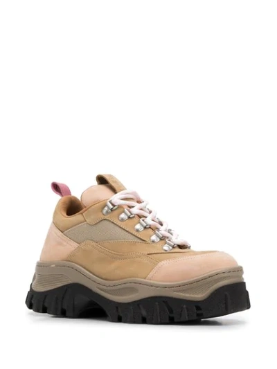 Msgm Tractor Platform Boots In Neutrals