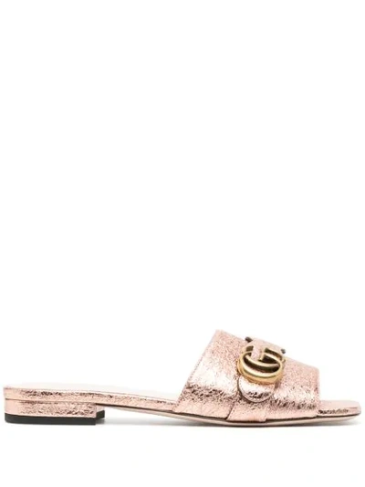 Shop Gucci Double G Slide Sandals In Neutrals