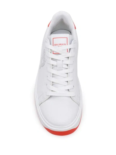 Shop Balmain Perforated B-court Sneakers In White