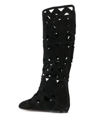 Shop Casadei Cut-out Summer Boots In Black
