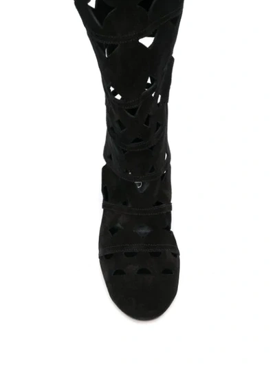 Shop Casadei Cut-out Summer Boots In Black