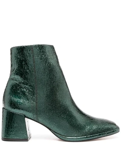 Shop Schutz Block-heel Crinkle Ankle Boots In Green