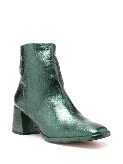 Shop Schutz Block-heel Crinkle Ankle Boots In Green