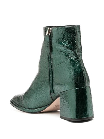 Shop Schutz Block-heel Crinkle Ankle Boots In Green