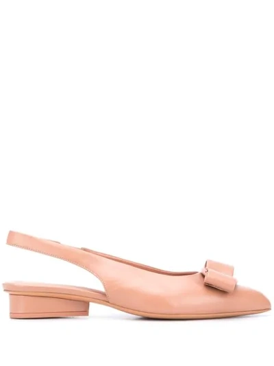 Shop Ferragamo Viva Slingback Ballerina Shoes In Neutrals