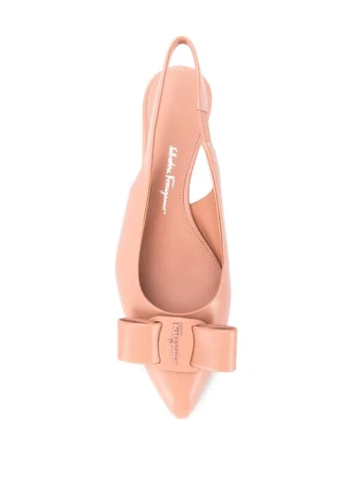 Shop Ferragamo Viva Slingback Ballerina Shoes In Neutrals