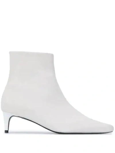 Shop Anine Bing Pointed-toe Leather Ankle Boots In White