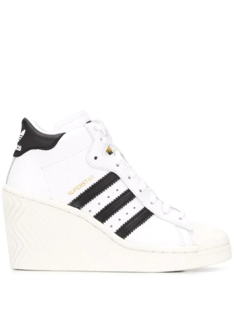 white wedge heel trainers