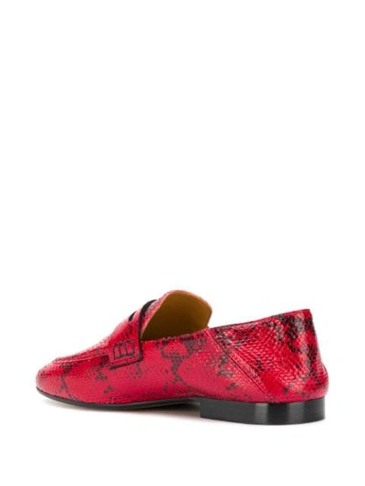 Shop Isabel Marant Snakeskin-effect Penny Loafers In Red