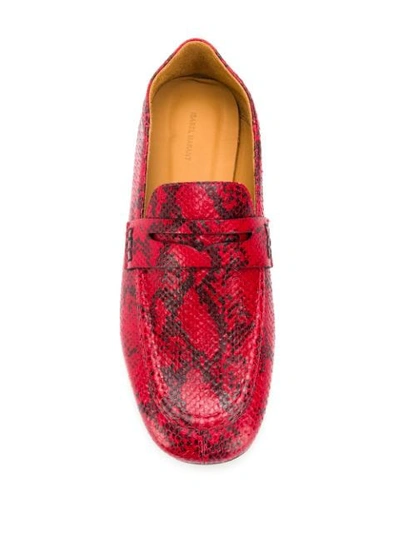 Shop Isabel Marant Snakeskin-effect Penny Loafers In Red