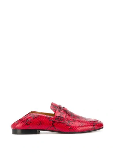 Shop Isabel Marant Snakeskin-effect Penny Loafers In Red