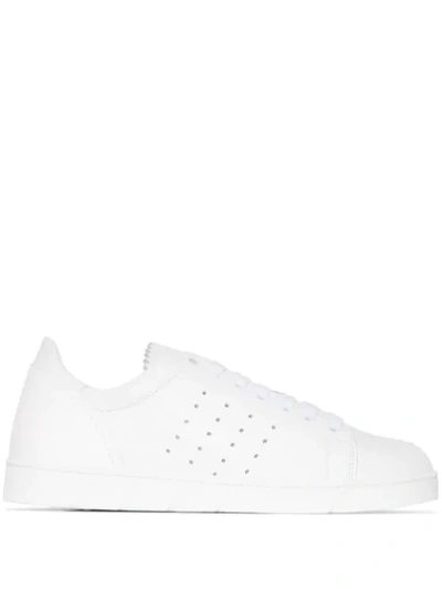 Shop Loewe Leather Sneakers In White