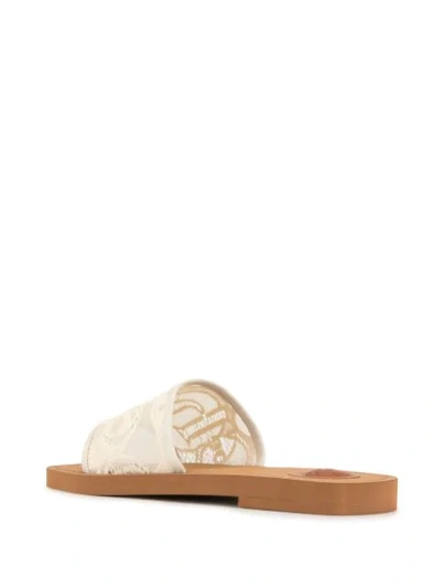 Shop Chloé Woody Lace Sliders In White