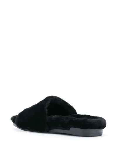 Shop Chiara Ferragni Faux Fur Sliders In Black
