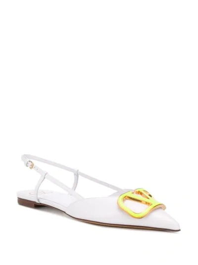 Shop Valentino Vlogo Slingback Ballerina Shoes In White