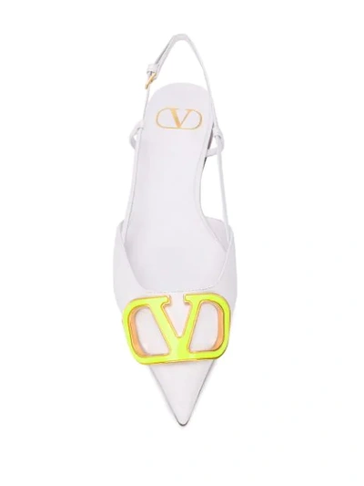 Shop Valentino Vlogo Slingback Ballerina Shoes In White