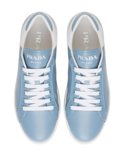 Shop Prada Two Tone Low-top Sneakers In Blue