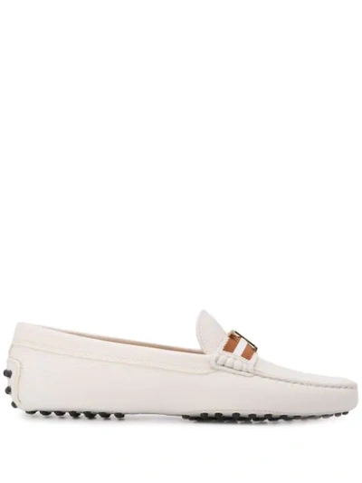 Shop Tod's Gommino Driving Shoes In White