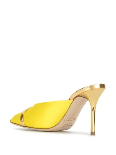 Shop Malone Souliers Lucia 85mm Satin Mules In Yellow
