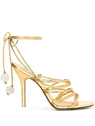 Shop Attico Open Toe Strappy Sandals In Gold