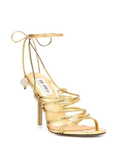 Shop Attico Open Toe Strappy Sandals In Gold