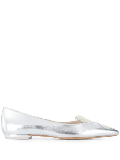 Shop Sophia Webster Faw Metallic Ballerina Shoes In Silver