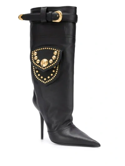 Shop Versace Mid-calf 120mm Boots In Black