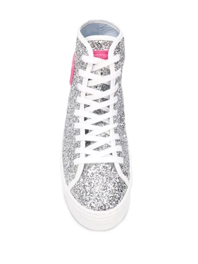 Shop Chiara Ferragni High-top Glitter Trainers In Silver