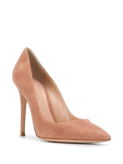 Shop Gianvito Rossi Pointed Suede Panel Pumps In Neutrals
