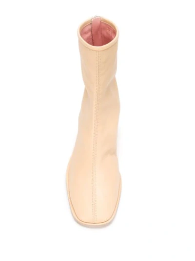 Shop Acne Studios Logo Low-heel Boots In Neutrals